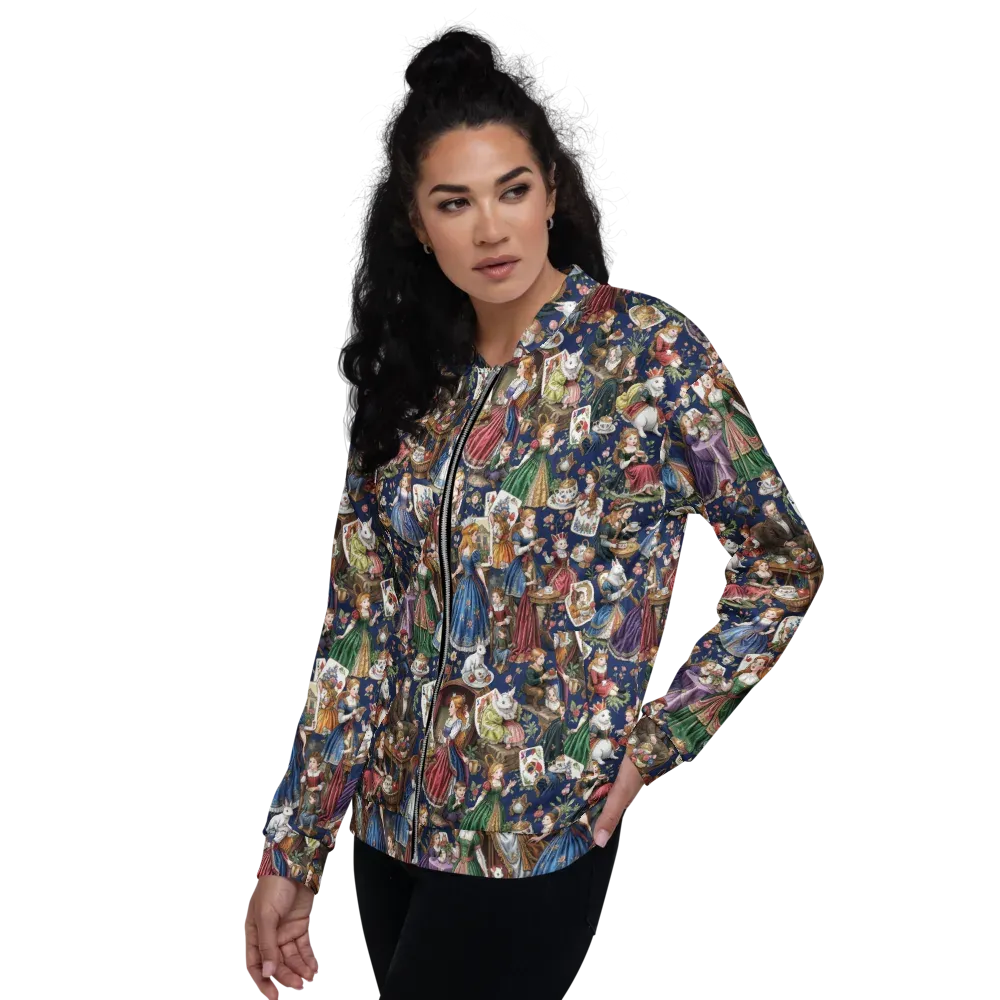 Wonderland Tea Society on Bomber Jacket — Left
