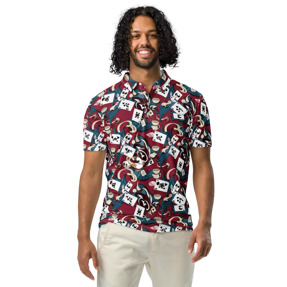 Rabbit Hat Trick on Men's Slim Fit Polo Shirt — Front