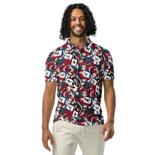 Rabbit Hat Trick on a Men's Slim Fit Polo Shirt