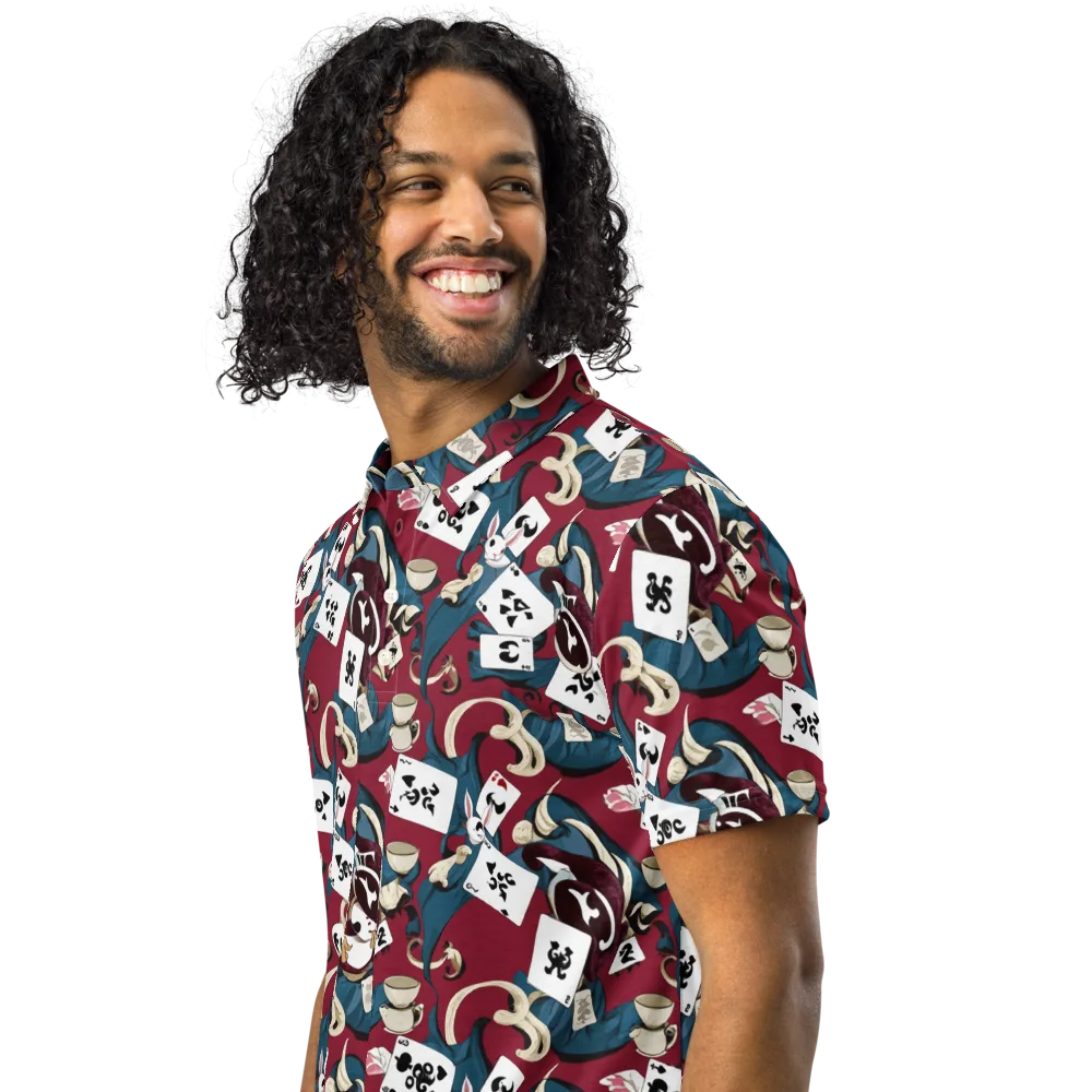 Rabbit Hat Trick on Men's Slim Fit Polo Shirt — Left Front