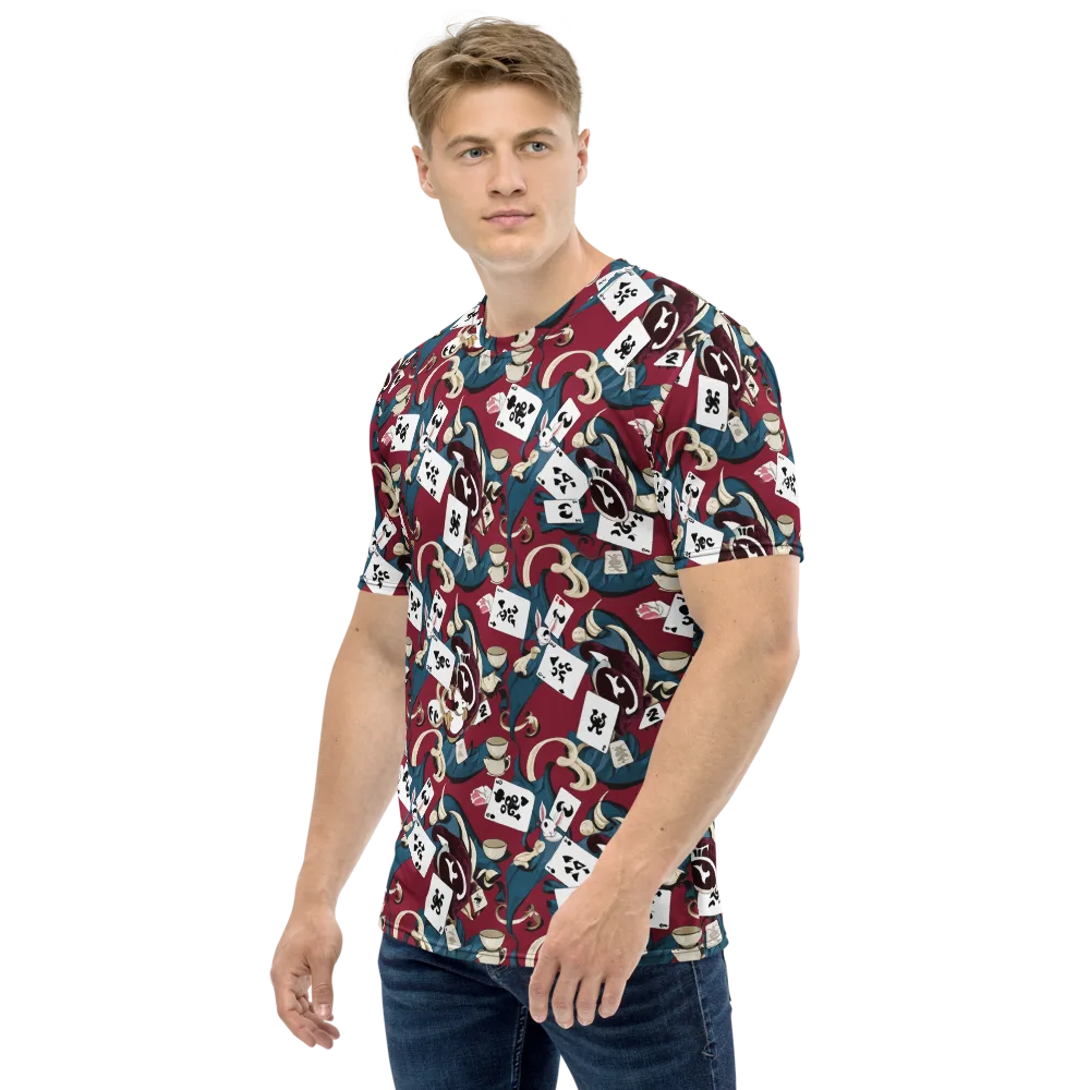 Rabbit Hat Trick on Men's Crew Neck T-Shirt — Left