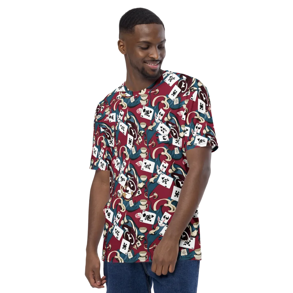 Rabbit Hat Trick on Men's Crew Neck T-Shirt — Left