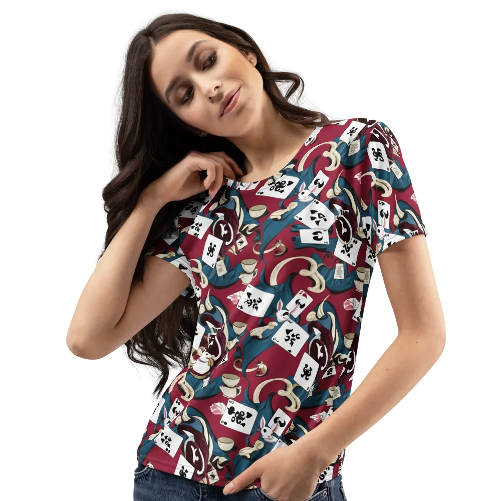 Rabbit Hat Trick on Women's Crew Neck T-Shirt — Left Front