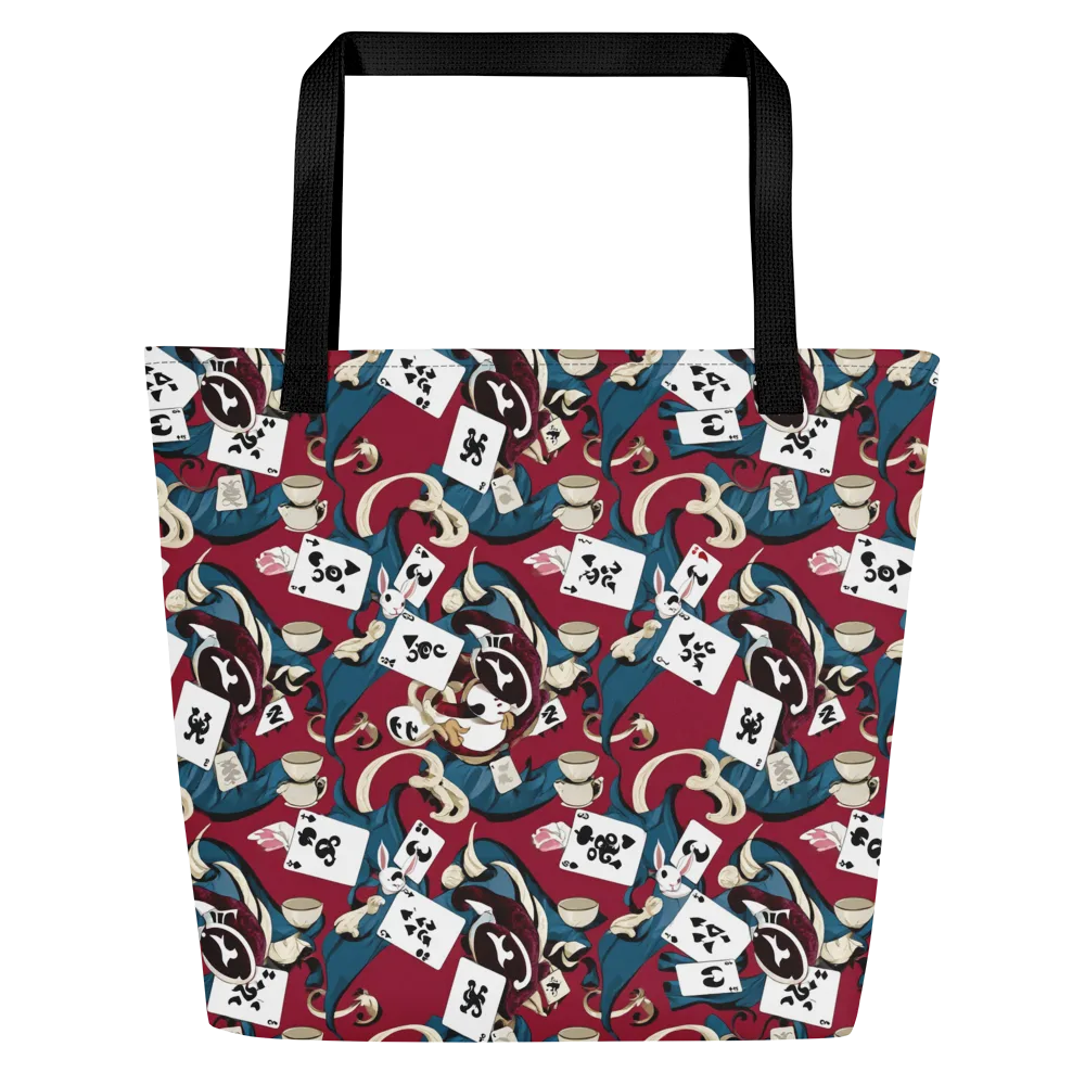 Rabbit Hat Trick on Large Tote Bag W/ Pocket — Front