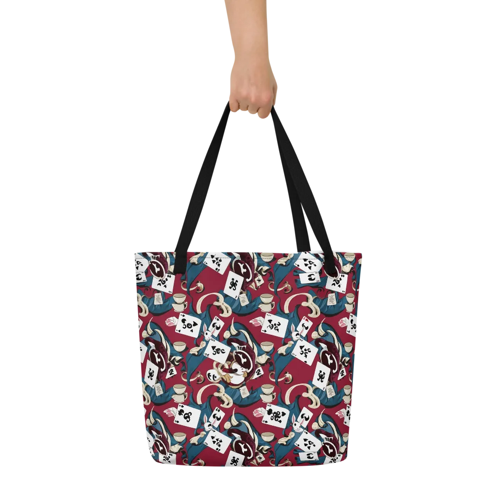 Rabbit Hat Trick on Large Tote Bag W/ Pocket — Front