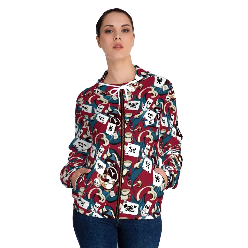 Rabbit Hat Trick on Women's Full-Zip Hoodie — Front On Person