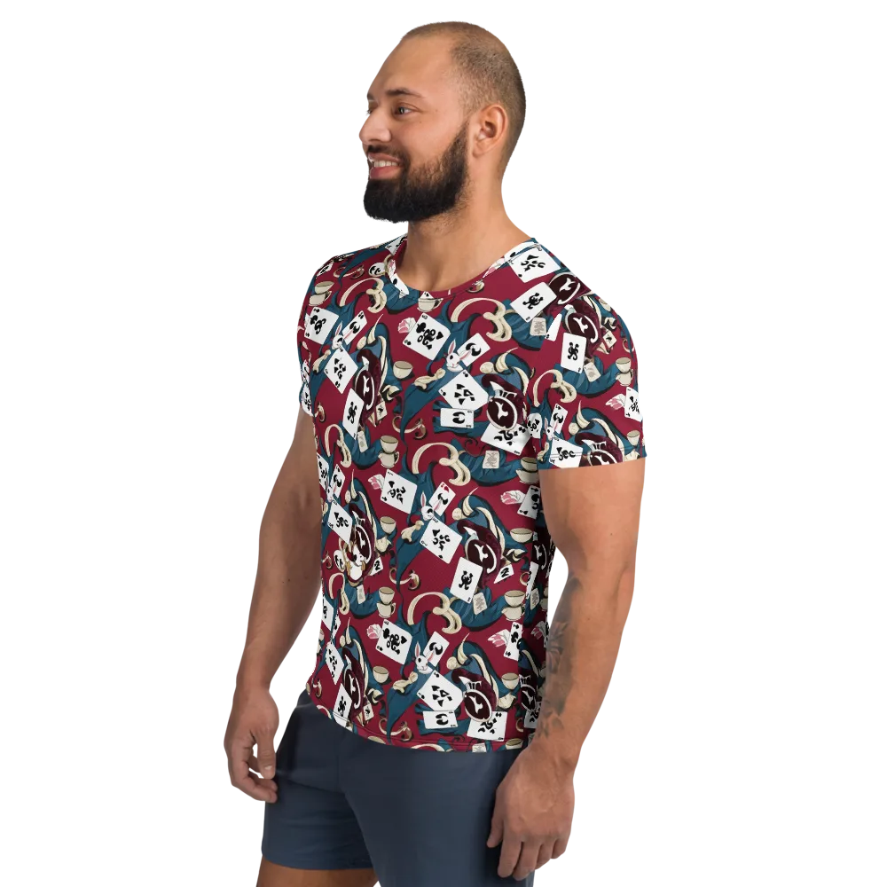 Rabbit Hat Trick on Men's Athletic T-Shirt — Left