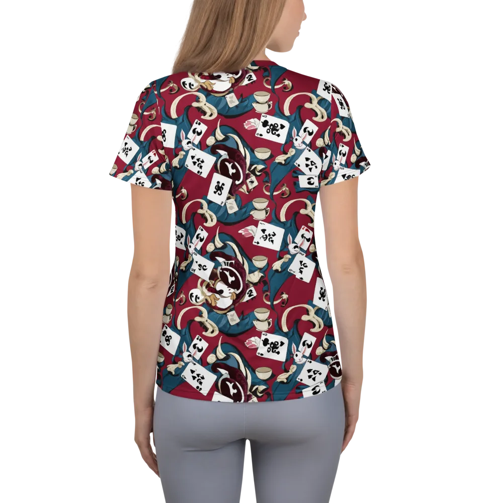 Rabbit Hat Trick on Women's Athletic T-Shirt — Back