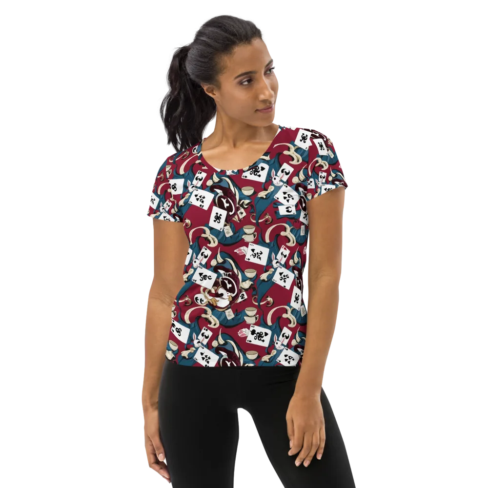 Rabbit Hat Trick on Women's Athletic T-Shirt — Front
