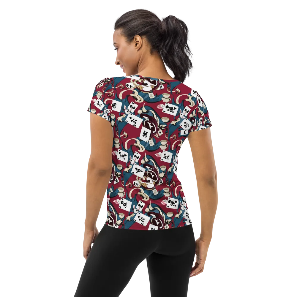 Rabbit Hat Trick on Women's Athletic T-Shirt — Back