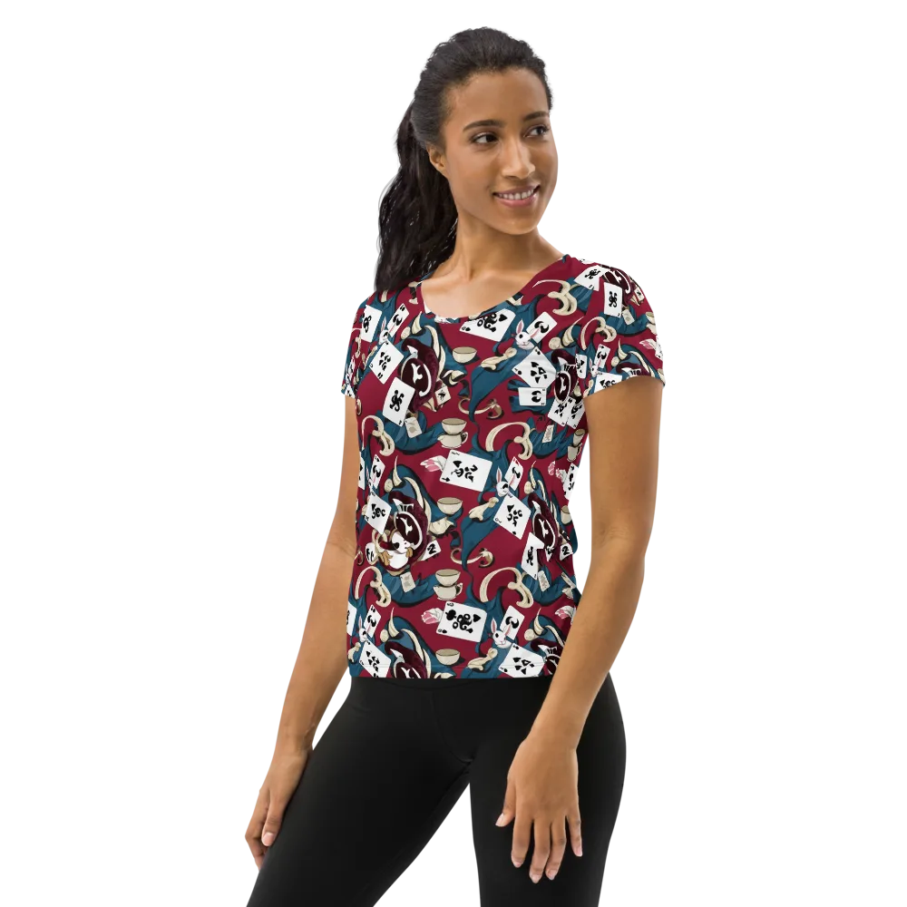 Rabbit Hat Trick on Women's Athletic T-Shirt — Left