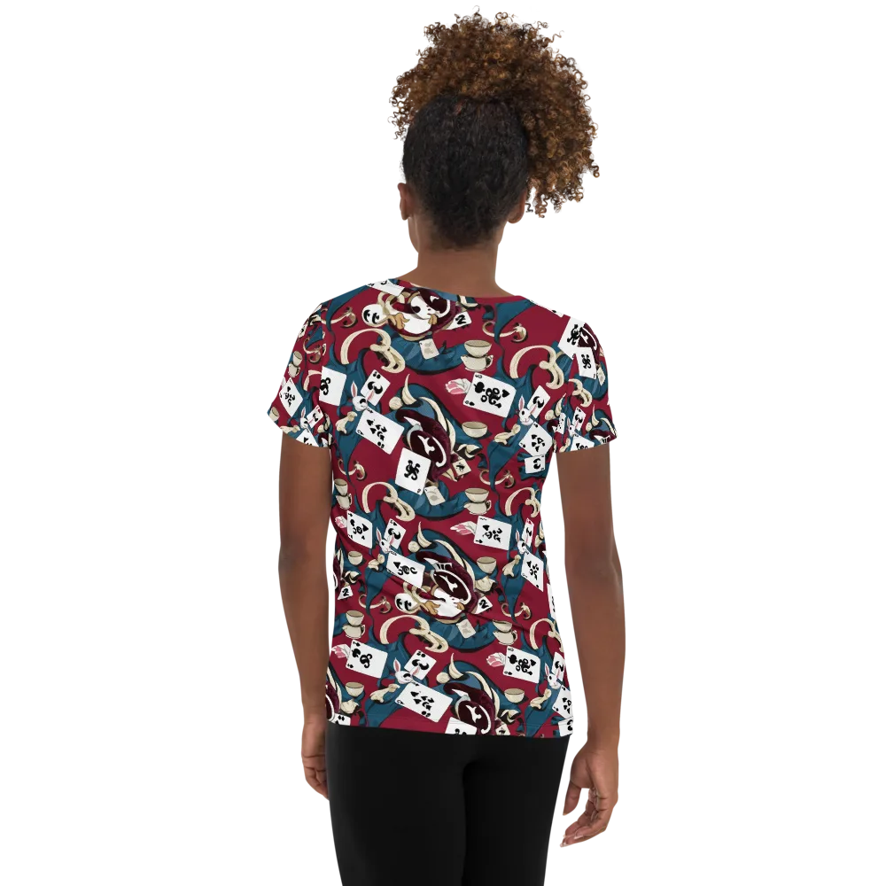 Rabbit Hat Trick on Women's Athletic T-Shirt — Back
