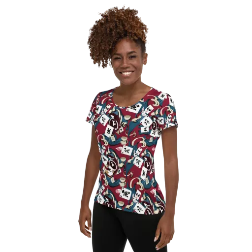 Rabbit Hat Trick on a Women's Athletic T-Shirt