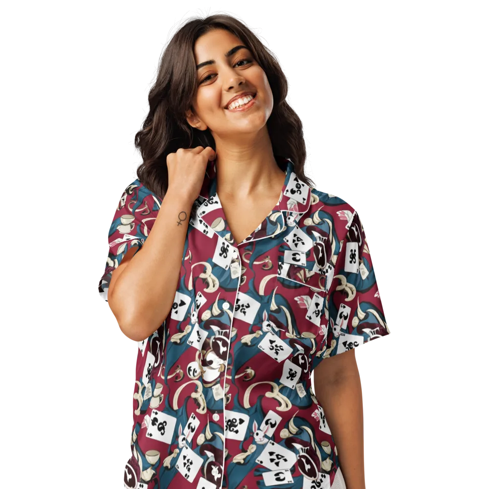 Rabbit Hat Trick on Women's Short Sleeve Pajama Top — Front