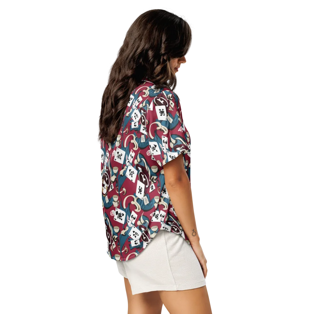 Rabbit Hat Trick on Women's Short Sleeve Pajama Top — Right Back