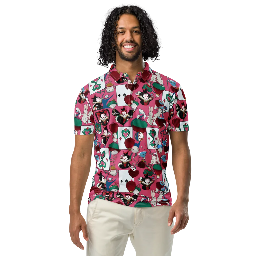 Wonderland Shuffle on Men's Slim Fit Polo Shirt — Front