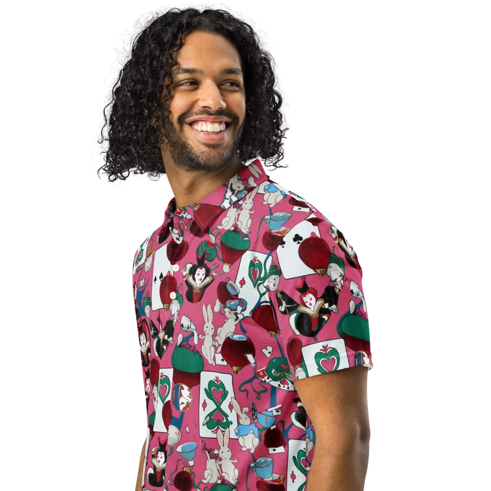 Wonderland Shuffle on Men's Slim Fit Polo Shirt — Left Front