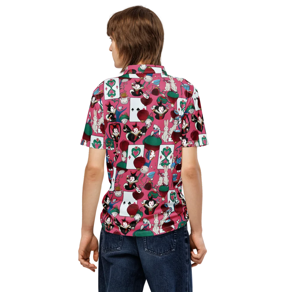 Wonderland Shuffle on Men's Slim Fit Polo Shirt — Back