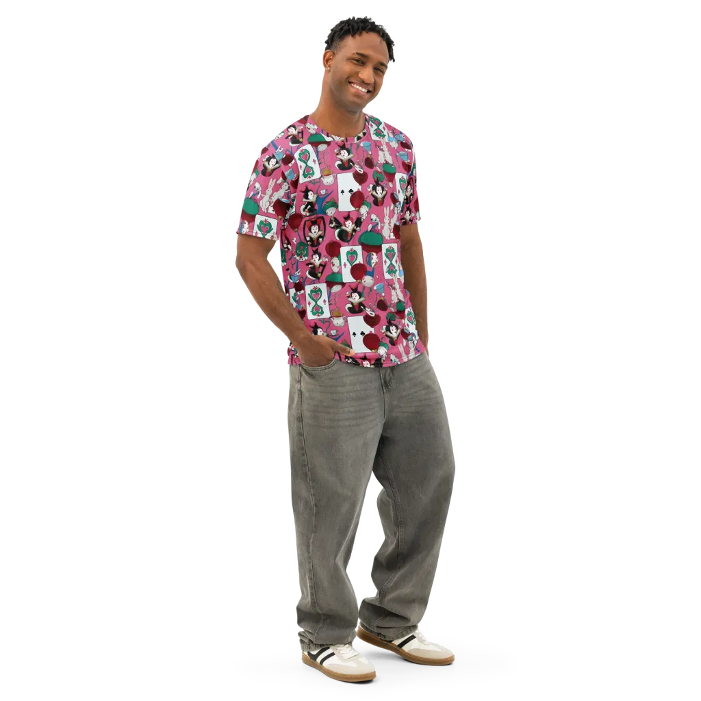 Wonderland Shuffle on Men's Cotton Crew Neck T-Shirt — Right Front