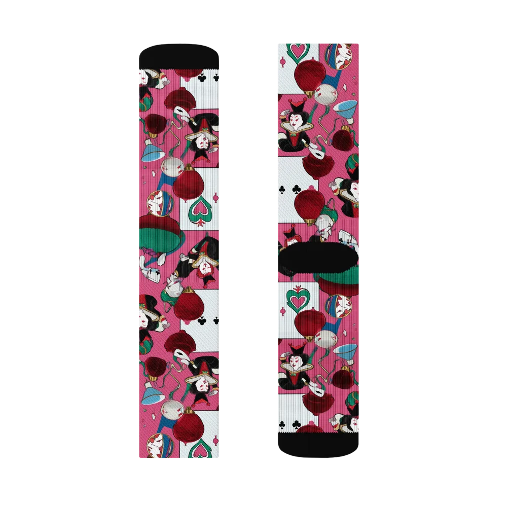 Wonderland Shuffle on Socks — Left Sock