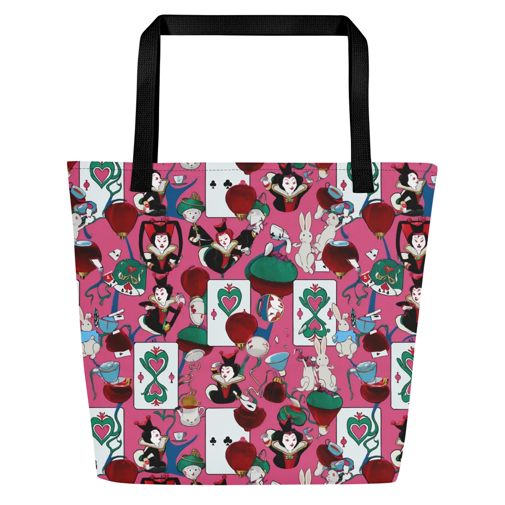 Wonderland Shuffle on Large Tote Bag W/ Pocket — Front