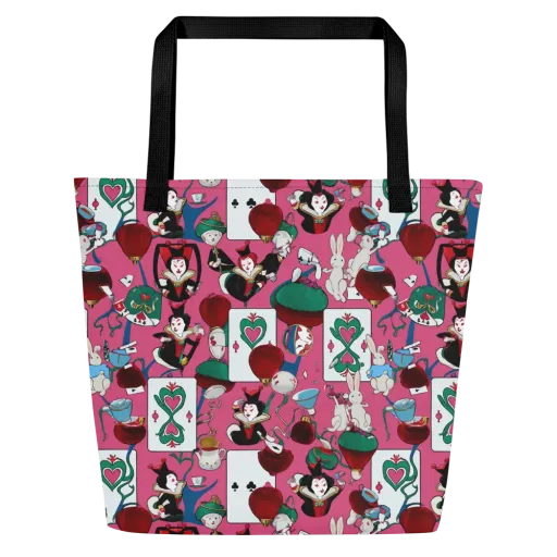 Wonderland Shuffle on a Large Tote Bag W/ Pocket