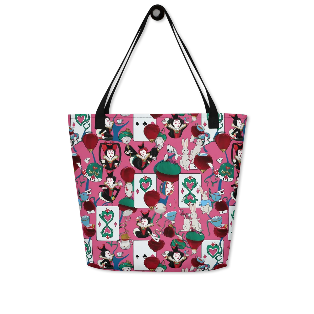 Wonderland Shuffle on Large Tote Bag W/ Pocket — Front