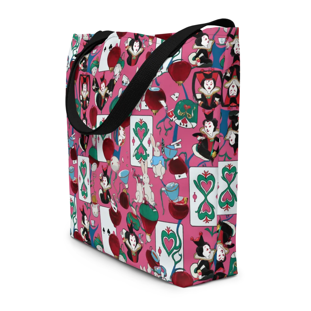 Wonderland Shuffle on Large Tote Bag W/ Pocket — Front