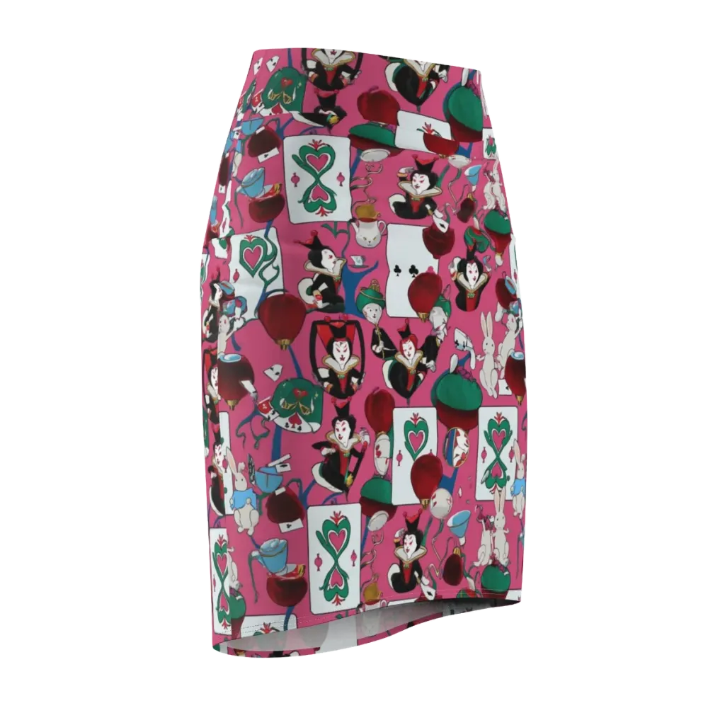 Wonderland Shuffle on Pencil Skirt — Front Side
