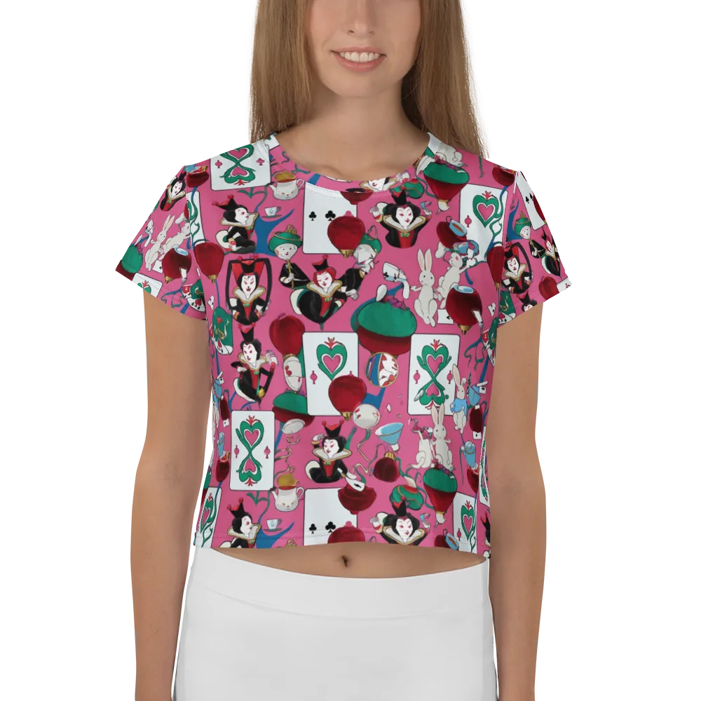 Wonderland Shuffle on Crop Tee — Front
