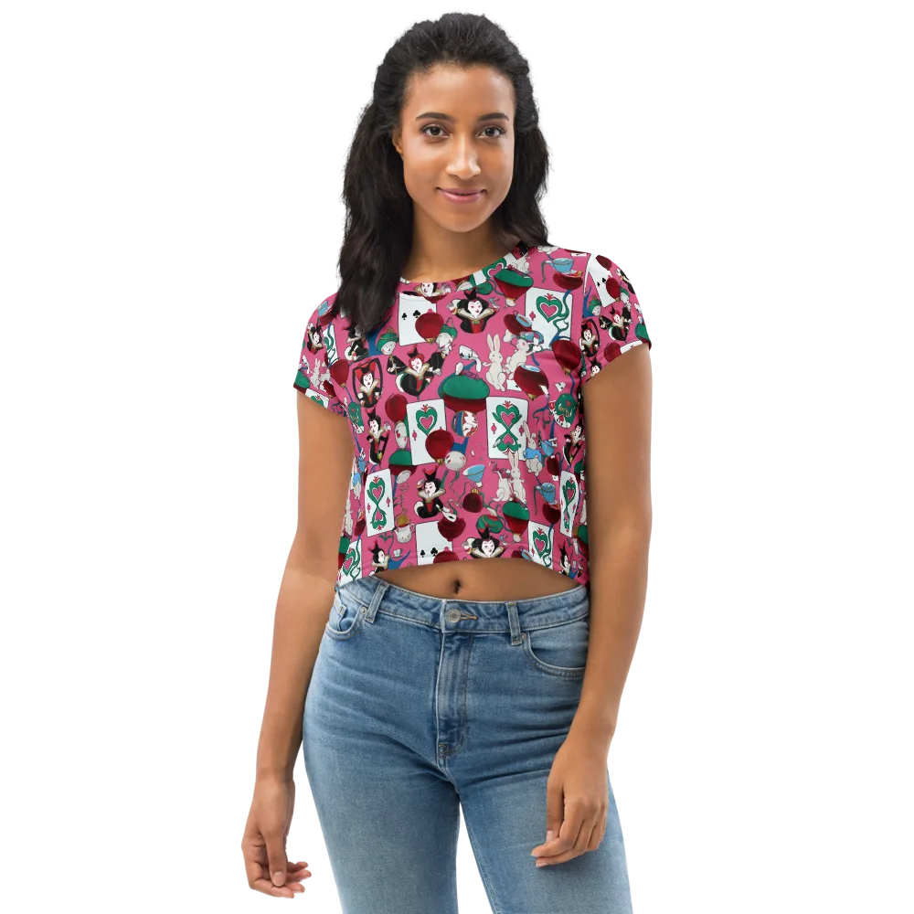 Wonderland Shuffle on Crop Tee — Front