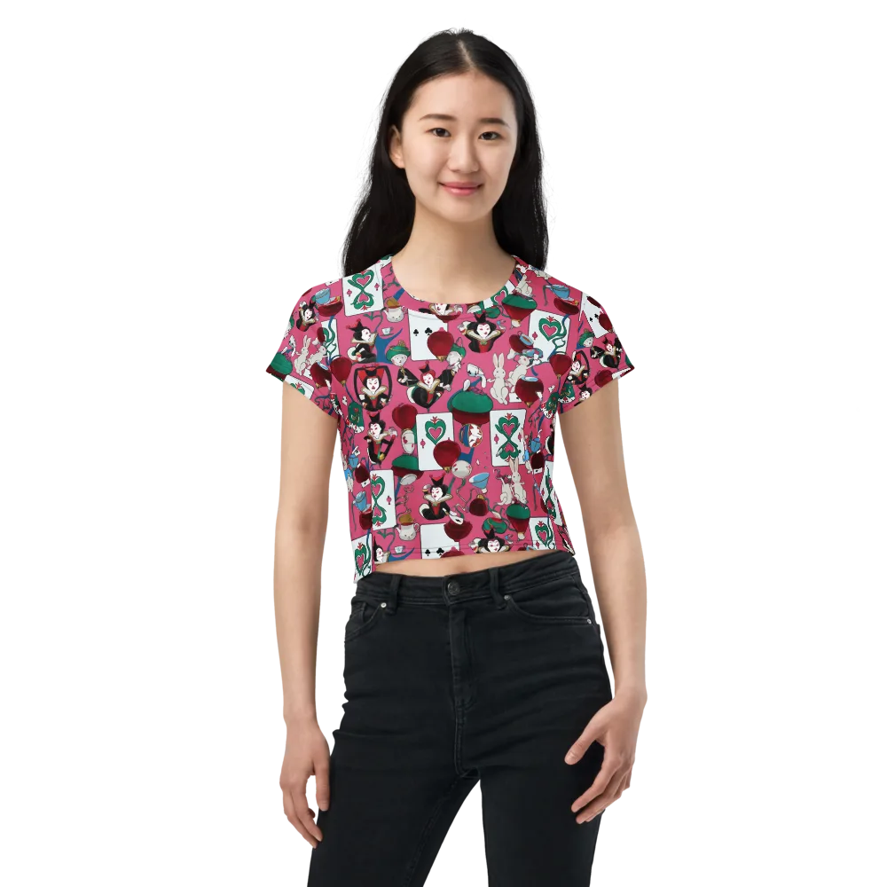 Wonderland Shuffle on Crop Tee — Front