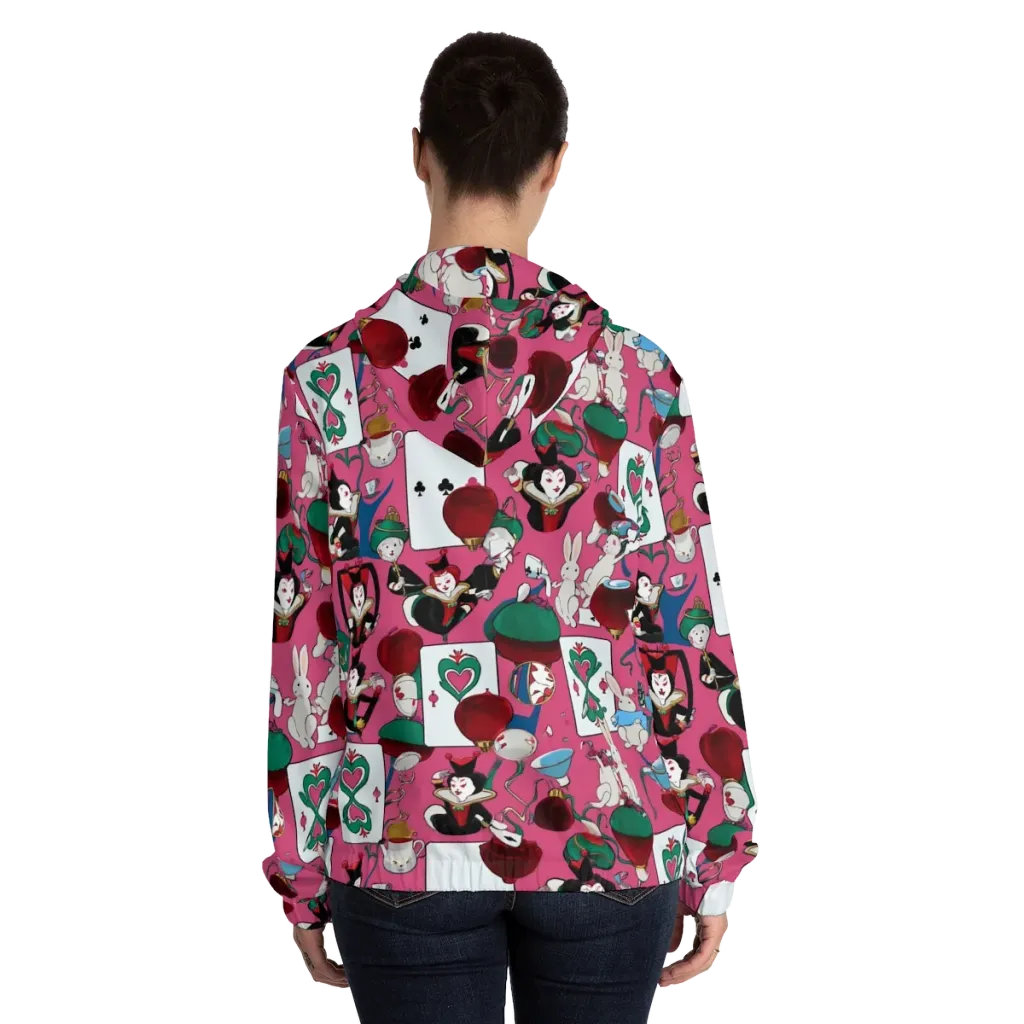 Wonderland Shuffle on Women's Full-Zip Hoodie — Back On Person