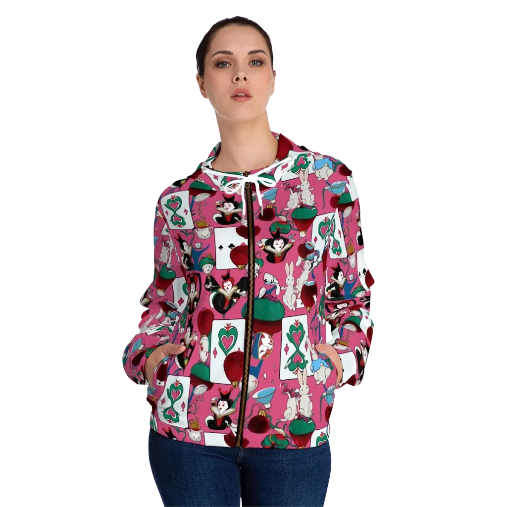 Wonderland Shuffle on Women's Full-Zip Hoodie — Front On Person