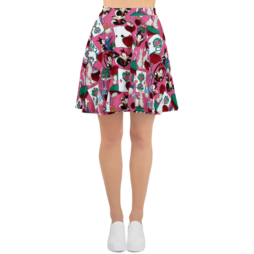 Wonderland Shuffle on Skater Skirt — Front