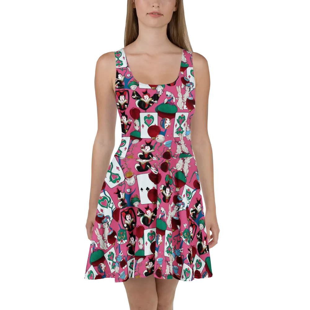Wonderland Shuffle on Skater Dress — Front