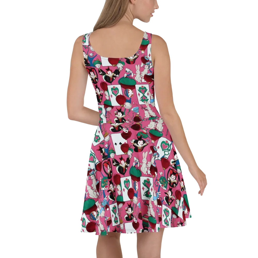 Wonderland Shuffle on Skater Dress — Back