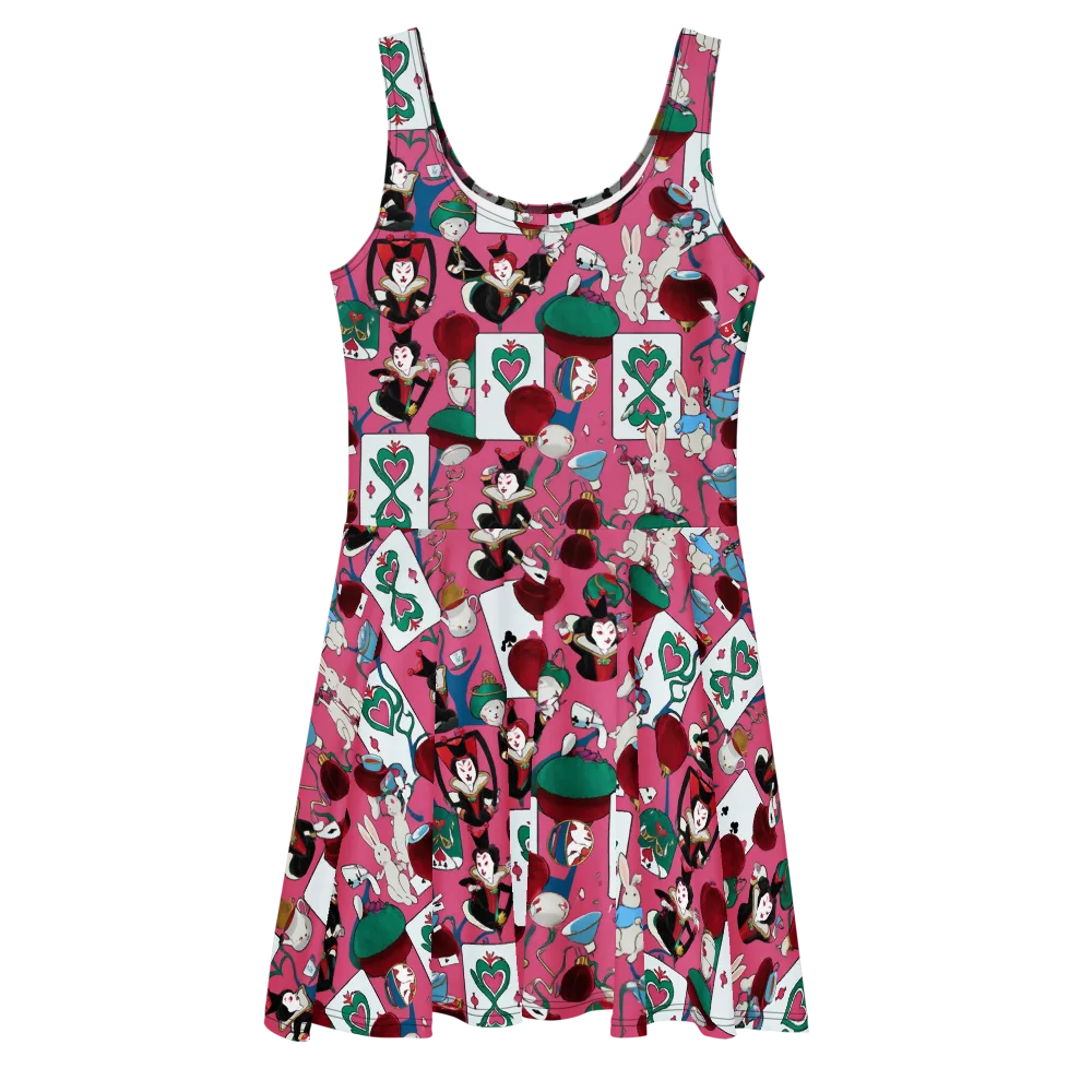 Wonderland Shuffle on Skater Dress — Front