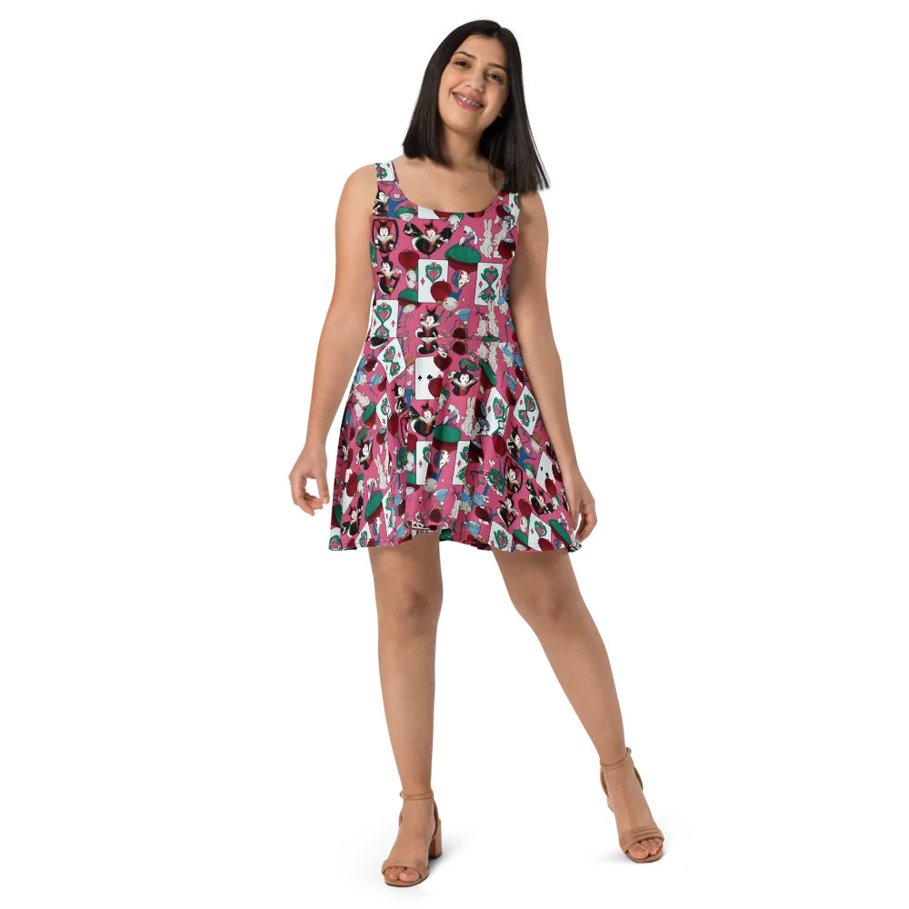 Wonderland Shuffle on Skater Dress — Front