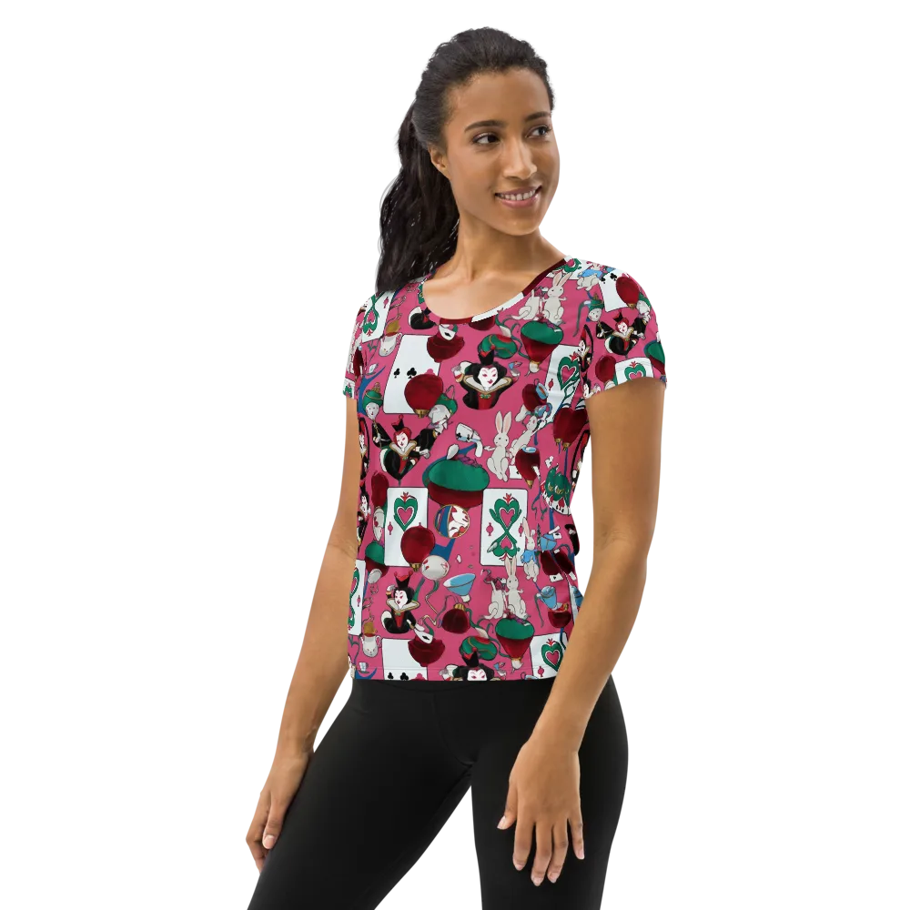 Wonderland Shuffle on Women's Athletic T-Shirt — Left