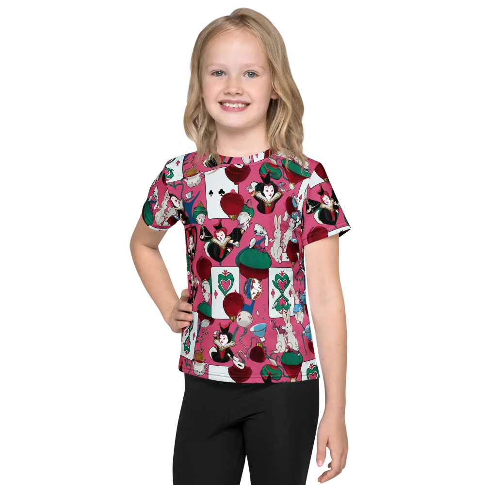 Wonderland Shuffle on Kids Crew Neck T-Shirt — Front