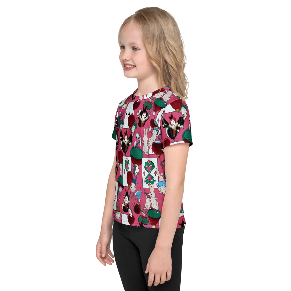 Wonderland Shuffle on Kids Crew Neck T-Shirt — Left