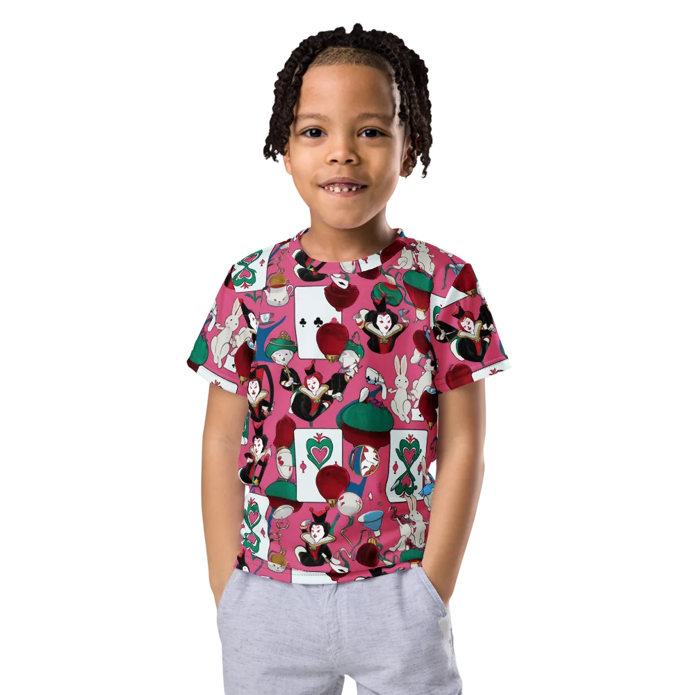 Wonderland Shuffle on Kids Crew Neck T-Shirt — Front