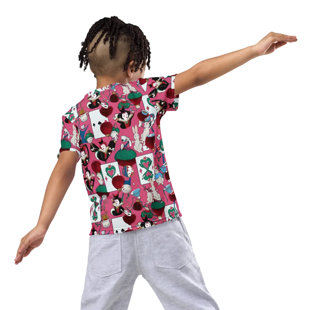 Wonderland Shuffle on Kids Crew Neck T-Shirt — Back