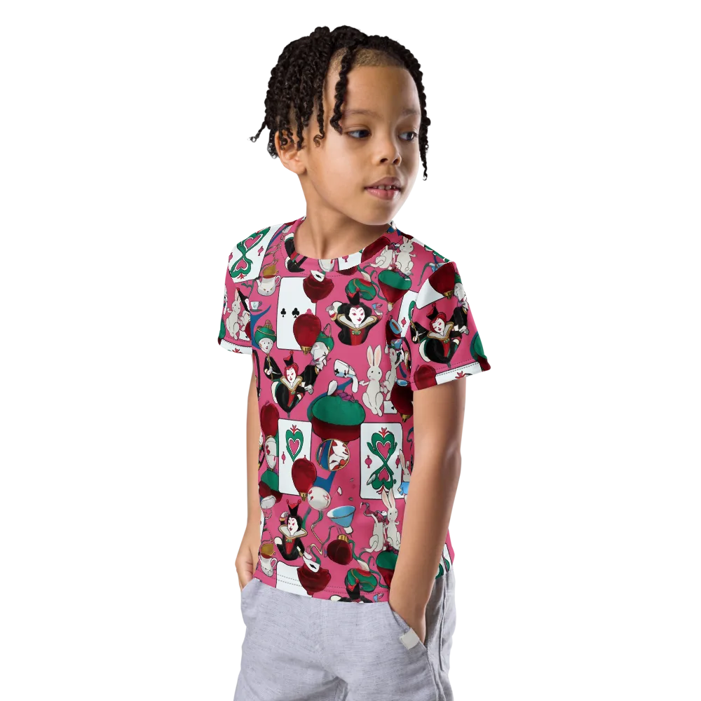 Wonderland Shuffle on Kids Crew Neck T-Shirt — Left Front