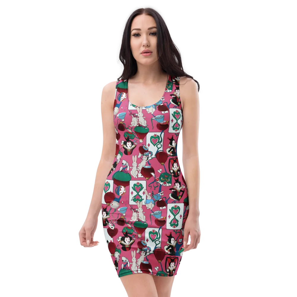 Wonderland Shuffle on Bodycon Dress — Front