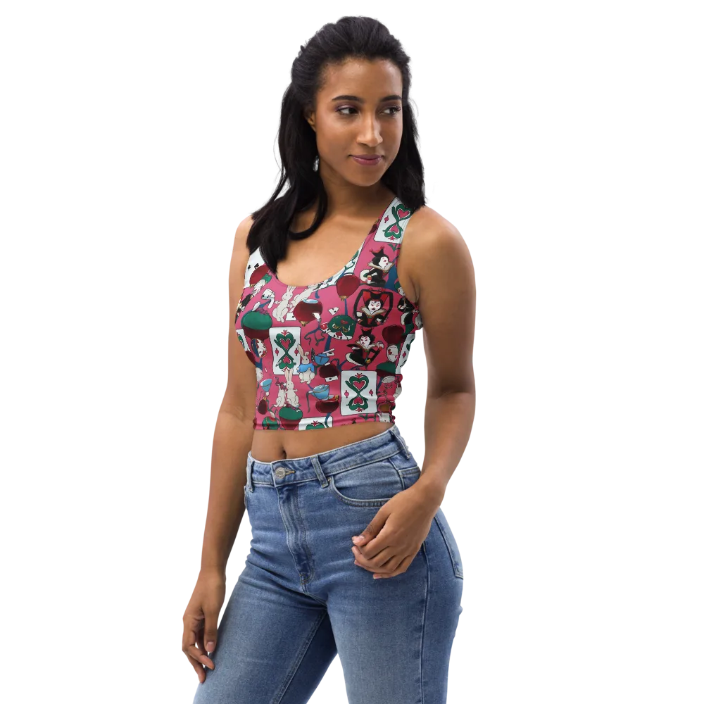 Wonderland Shuffle on Crop Top — Left Front