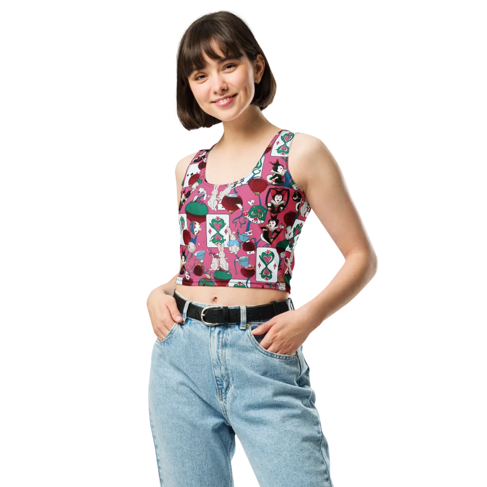 Wonderland Shuffle on Crop Top — Front