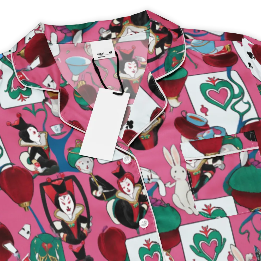 Wonderland Shuffle on Women's Short Sleeve Pajama Top — Product details