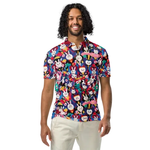 Rabbit Royale on a Men's Slim Fit Polo Shirt